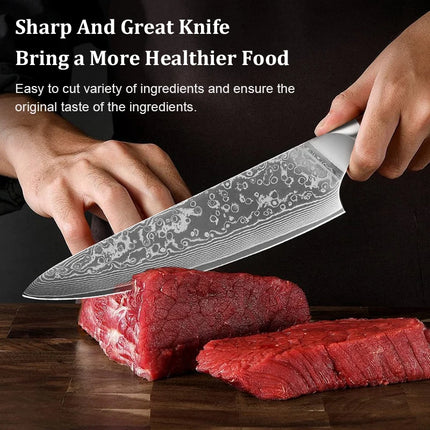 1PCS or 3PCS Kitchen Knife Sets Japanese Forged Damascus Steel Chef Santoku Knives Stainless Steel Rosewood Handle