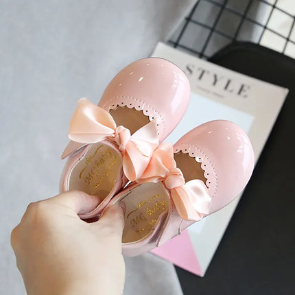 Toddlers Girls Shoes Children's Flats PU Patent Leather Kids Dress Shoes Soft Cute Princess Sweet With Butterfly-knot Bowtie New