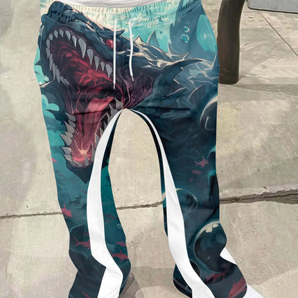 Y2k Flared Pants Men Loose 3D Print Trousers Casual Sweatpants Mid Waist Sporty Female Clothes Streetwear Hip Hop Vintage Pants