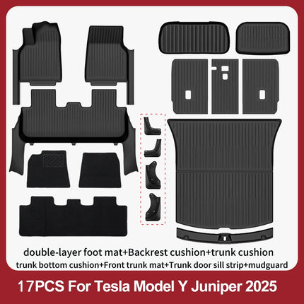Floor Mats For 2025-2026 Tesla Model Y Juniper Premium/Performance TPE Floor Liner& Accessories Full-Door Sill Protective Cover