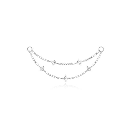 CANNER 1PC 925 Sterling Silver Chain Tassel Piercing Earrings Chain Charm Accessories For Woman Shiny Earring Fine Jewelry Gift