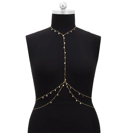Metal Body Bust Chain Jewelry For Women Sexy Bikini Ladies Breast Crystal Breast Chain Necklace Decoration Summer Body Jewelry