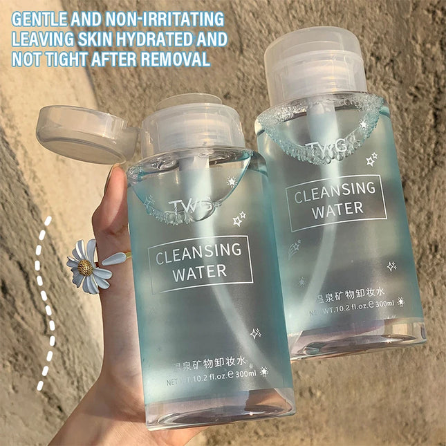 Gentle Press Pump Makeup Remover 300ml Amino Acid Cleansing Water, Deep Clean Hydrating Non-Tightening Non-Sticky Makeup Remover