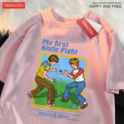 My First Knife Fight Hobbies Games Print Tshirts Men Women Soft Short Sleeve Summer Casual Cotton Oversized Loose Street T Shirt