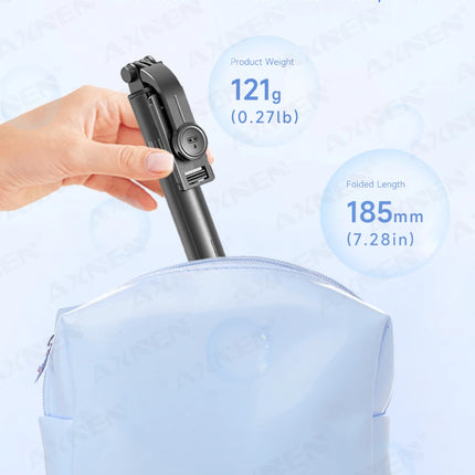 Selfie Stick Tripod with Detachable Bluetooth Remote, 360° Rotation,Extendable Pole, Fill Light Option, for iPhone Android Phone