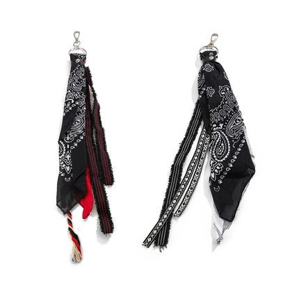 Salircon 2Styles New HipHop Ribbon Waist Pants Chain Trousers KeyChain Men Trend Handkerchief Charm Bag Pendant Keyring Jewelry