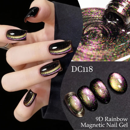 7ml 9D Rainbow Magnetic Gel Nail Polish Aurora Effect Nails Semi Permanent Soak Off UV LED Gel Varnish Nail Art Nail Supplies