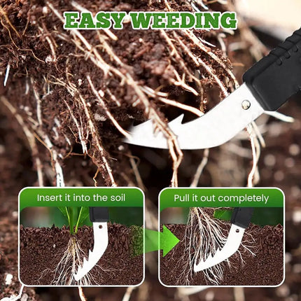 Manual Garden Weeder Mini Serrated Stainless Steel Weeding Tool Anti-Slip Handle For Easy Weed Removal Paving Gap Cleaning