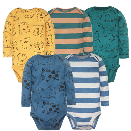 2026 Newborn Baby Girl Clothes Long Sleeve 100% Cotton 5 Pieces/Lot Baby Bodysuits Cartoon Underwear Infant Bebe Clothing 3-24M