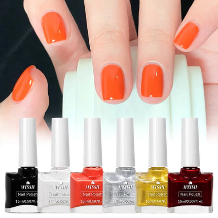 6pcs/set 15ml Water-Based Nail Polish Long Lasting Quick Drying No Need of Lamp to Cure Nail Supplies Vernis for Nails Manicure