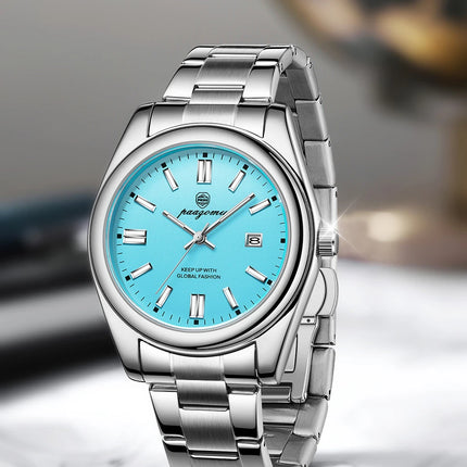 PAAZOMU Fashion Round Quartz Man Clock Waterproof Luminous Date Stainless Steel Watches For Men Luxury Business Men Wristwatch