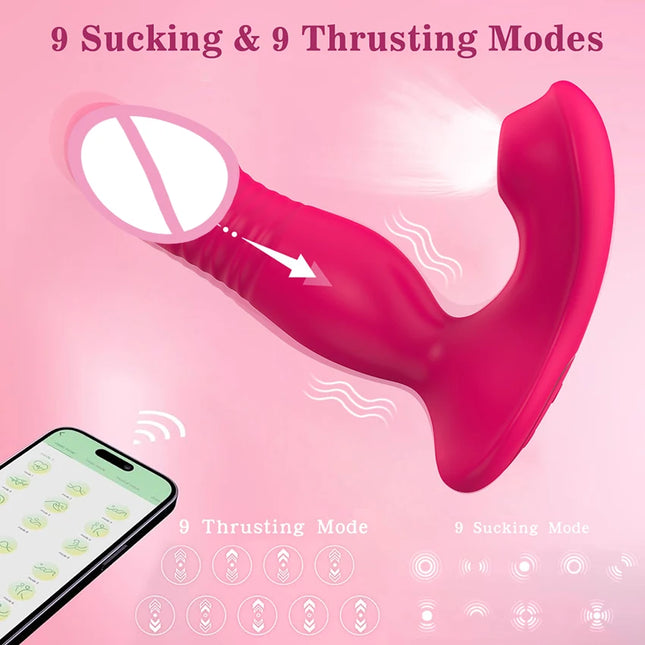 3-in-1 Thrusting Wearable Sucking Dildo Vibrators for Women, App Control Panties Vagina Stimulator, 9 Modes Vibrators Sex Toys 18+