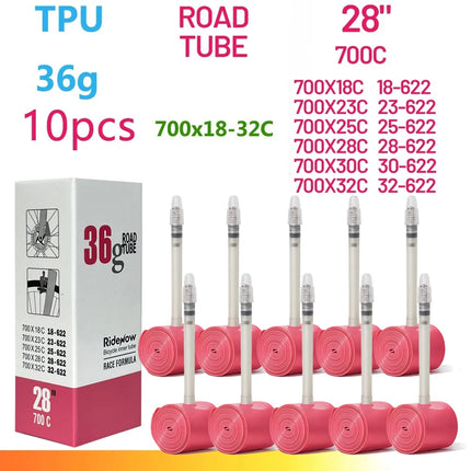 RideNow TPU Road Bicycle Inner MTB Tube 700x25C Tire Gravel Bike Accessories 29x1.5 1.9 Tires Patch Kit 24 36 45g Ride Now Tubes