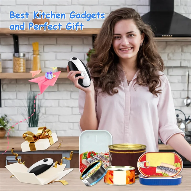 CKRE-Kitchen Gadgets Electric Can Opener, USB Rechargeable,Portable Fits All Can Sizes