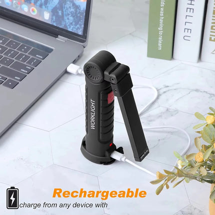 Multifunctional Folding Work Light Portable Rechargeable Flashlight Hook Magnetic Camping Light Outdoor Car Repair Emergency