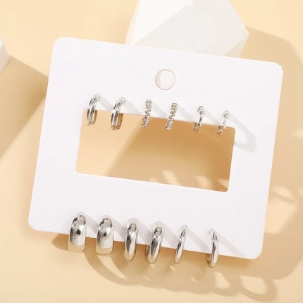 3Pairs Set Fashion Stainless Steel Crystal Oval Huggie Hoop Earrings for Women 18K Gold Plated Dangle Hoop Earring Punk Jewelry