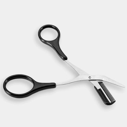 1Pc Safe Eyebrow Trimmer Black Eyebrow Scissors with Comb Hair Removal Shaver Eyebrows Shaping Makeup Tool  Stainless Steel 2025