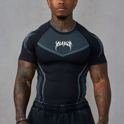 New Men Gym T-shirt High elasticity bodybuilding fitness quick dry short sleeve men's sports Casual tops trend running T-shirt