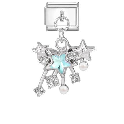 Wholesale Colorful Shiny Zircon Heart Bows Pendant Italian Charm Links Fit 9mm Stainless Steel Bracelet Women Jewelry DIY Making