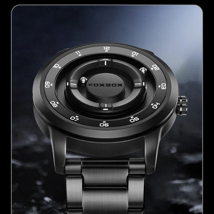 FOXBOX Watch Planet Design Fashion Floating Magnetic Pointer Free Ball Bearing Creative Simple Waterproof Quartz Watch for Men