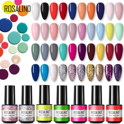 ROSALIND Temperature Changed Gel Nail Polish Soak Off Gel Varnishes Nail Art Semi Permanent Base Top Coat UV Nail Gel Polish