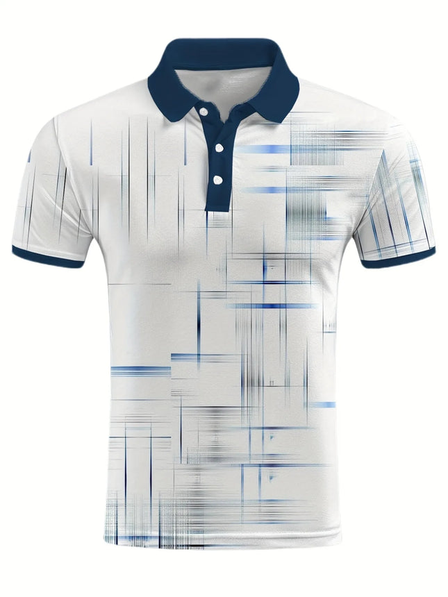 3D Digital Printed Polo Shirt Men's Top Summer Casual Short Sleeved Polo Shirt Men's Summer Clothing Design Button Details