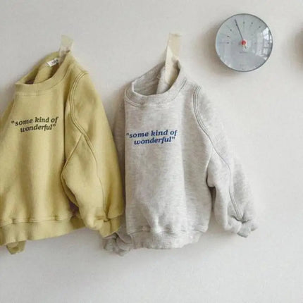 2026 Spring New Infant Long Sleeve Pullover Baby Letter Print Tops Children Casual Sweatshirt Toddler Tops Boy Girl Clothes