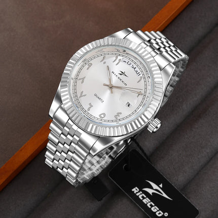 Business Mens Watches Stainless Steel Luxury Quartz Movement Wristwatch Clock Casual Chronograph for Holiday Couple Gift