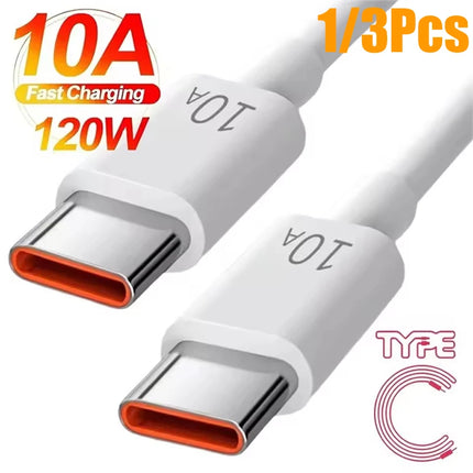 1/3Pcs 10A Cable Type C To Type C 120W Super Fast Charging Cable Highspeed Data Transfer For iPhone Samsung Xiaomi Charger Cable