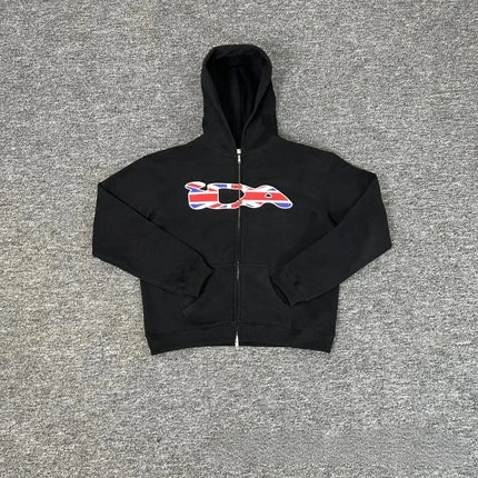 2025European and American Fashion New Trend Letter Print Fleece Loose Casual Zipper Unisex Hooded Sweatshirt Jacket