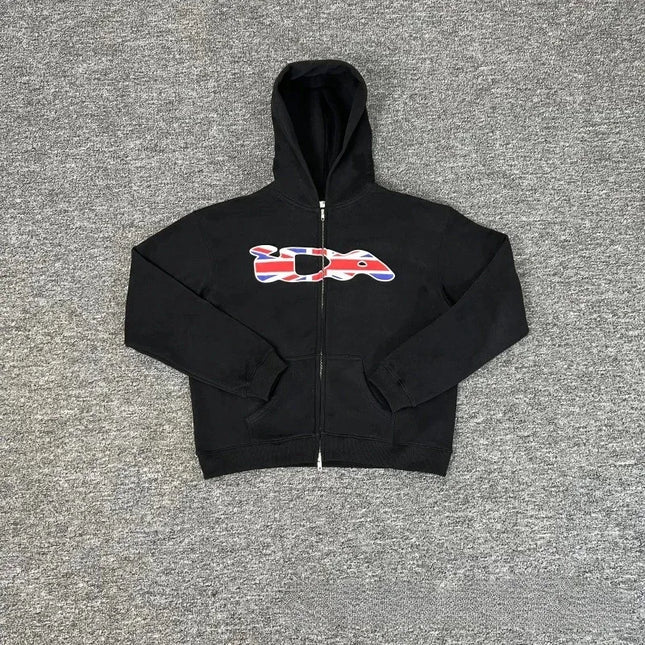 2025 European and American Fashion New Trend Letter Print Fleece Loose Casual Zipper Unisex Hooded Sweatshirt Jacket