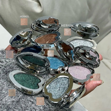 Pearlescent Blue Metallic Eyeshadow Palette Punk Smoky Purple Mashed Potato Waterproof Shimmer Glitter Heart-shaped Eye Shadow
