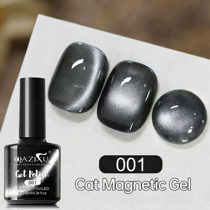 QAZIXU 10ml Black Cat Eye Gel Nail Polish Soak Off UV LED Varnish Semi Permanent Nail Art DIY For Women Winter