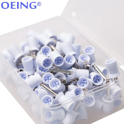 OEING 100pcs/box Dental Polishing Cup Tooth Polish Colorful Rubber Brush Polisher Prophy for Low Speed Handpiece Oral hygiene