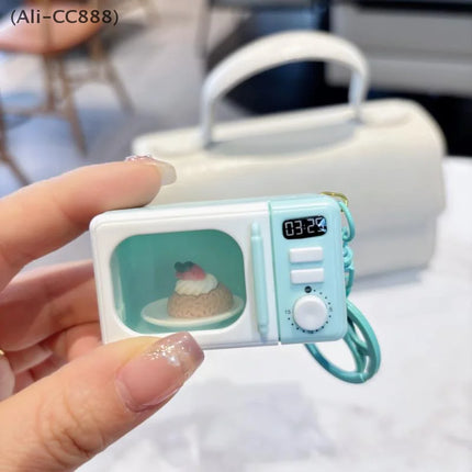 LED Appliance Charm Simulation Microwave Keychain  - Cute Mini Light-Up Kitchen Toy Funny Gift for Food Lovers