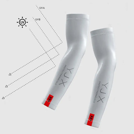 Summer Cycling Arm Sleeves UV Protection Ice Silk Arm Cover Breathable Quick Dry Cooling Hiking UPF50+ Sweat Absorb Arm Cover