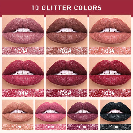 Beauty Purple Glitter Liquid Lipstick - Highly Pigmented Velvet Matte Waterproof Long Lasting Non-Stick Cup