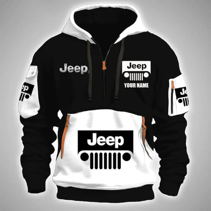 JEEP's new health fabric and fleece men's multi-pocket zipper sweatshirt is a 3D trendy NFL sweatshirt for export