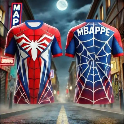 Summer Children's Cartoon Marvel Spider-Man 3D T-shirt Suitable for Boys and Girls, Breathable, Quick-drying Sports Football Team Uniforms