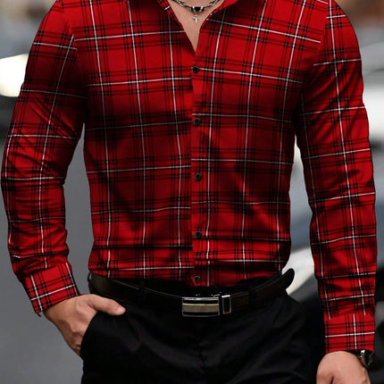 Men's long-sleeved Shirts Casual Shirts Plaid multi-color Pattern Shirts Retro Shirts Autumn And Summer long-sleeved Shirts