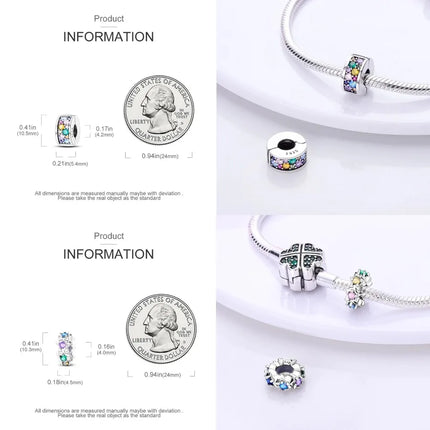 Lucky Clover Clip Charms 925 Sterling Silver Original Black Cat Stopper Clamp Silicone Spacer Charm For DIY Jewelry Bracelet