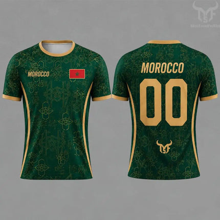 2026 Morocco Flag Print Jersey Men's Quick-Drying Breathable Sports T-Shirt Unisex Personalized Name And Number Soccer Tees