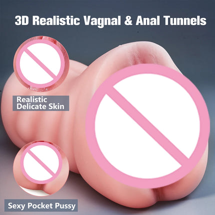 3 in 1 Pocket Pussy Male Masturbator Sex Toys for Men 3D Textured Sex Doll with Sexy Mouth Realistic Vagina Tight Anus Mens 18+