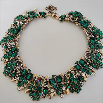 2025 New Fashion Crystal Rhinestones Large Collar Choker Necklace Earrings Women Jewelry Sets Indian Statement Wedding Necklace