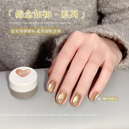 2025 NEW Glass Beaded Cat Eyes Nail Polish Golden Green Light UV/LED Nail Gel Semi Permanent Magnetic Gel Varnish DIY Nail Salon