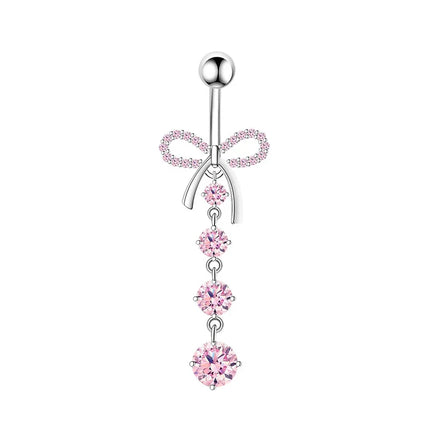 1PCS Pink Crown Belly Button Rings Jewelry Stainless Steel Heart Navel Piercing Barbell Crystal Cute Belly Rings For Women Girls
