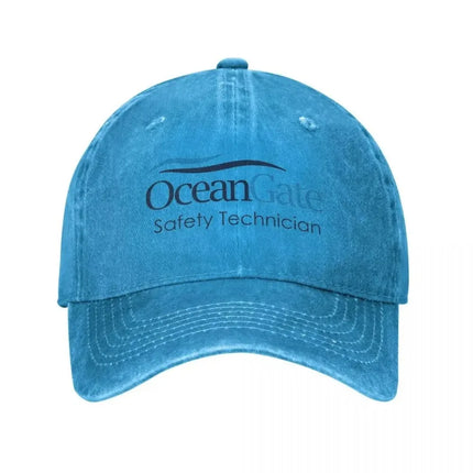 Vintage OceanGate Safety Technician Baseball Cap Unisex Style Distressed Washed Headwear Outdoor All Seasons Travel Hats Cap