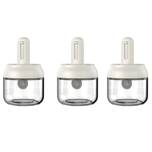 1/3 pcs Glass Seasoning Bottle With Telescopic Spoon Household Kitchen Salt Storage Box Leak Proof and Moisture-proof