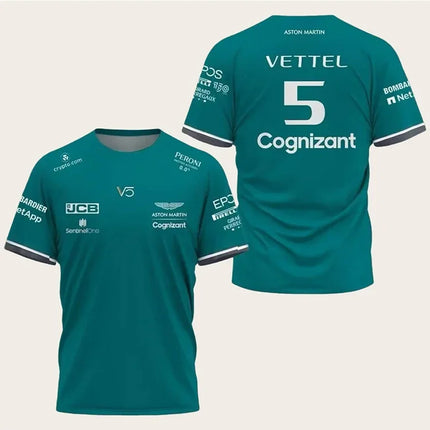 Aston Martin Alonso No. 14 Racing Suit, Quick Drying Short Sleeved, Breathable, Fashionable, Personalized Street Fashion Top