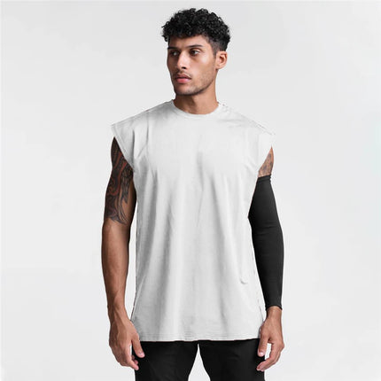 Men's Fitness Running Breathable Exercise Tank Top Sports Casual Sleeveless T-shirts Gym Clothing